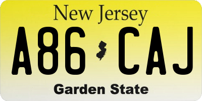 NJ license plate A86CAJ