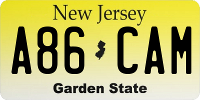 NJ license plate A86CAM
