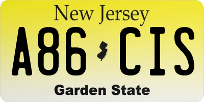 NJ license plate A86CIS
