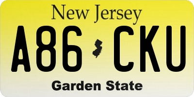 NJ license plate A86CKU