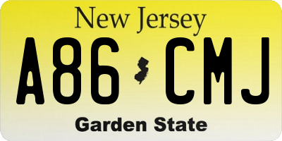 NJ license plate A86CMJ