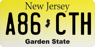 NJ license plate A86CTH