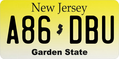 NJ license plate A86DBU