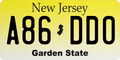 NJ license plate A86DDO