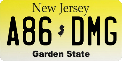 NJ license plate A86DMG