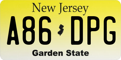 NJ license plate A86DPG