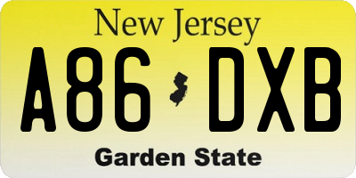 NJ license plate A86DXB