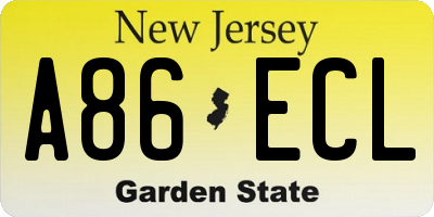 NJ license plate A86ECL