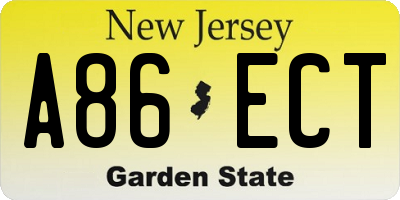 NJ license plate A86ECT