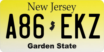 NJ license plate A86EKZ