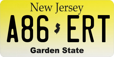 NJ license plate A86ERT