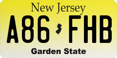 NJ license plate A86FHB