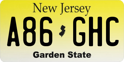 NJ license plate A86GHC