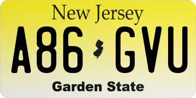NJ license plate A86GVU