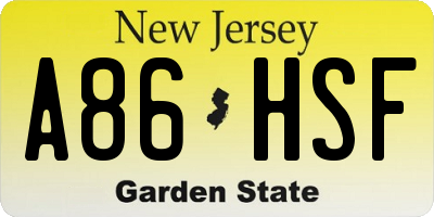 NJ license plate A86HSF