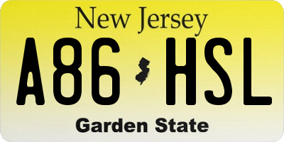 NJ license plate A86HSL