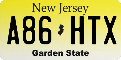 NJ license plate A86HTX