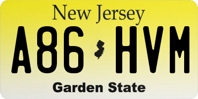NJ license plate A86HVM