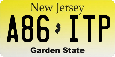 NJ license plate A86ITP