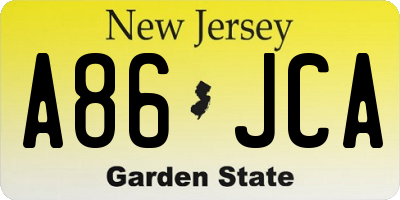 NJ license plate A86JCA