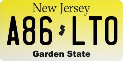 NJ license plate A86LTO