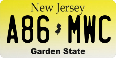 NJ license plate A86MWC
