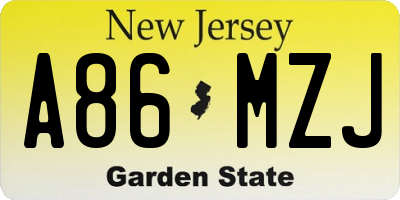 NJ license plate A86MZJ