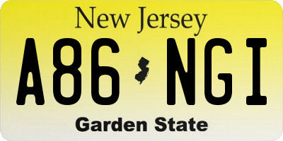 NJ license plate A86NGI
