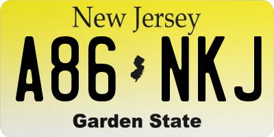 NJ license plate A86NKJ