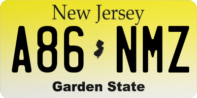NJ license plate A86NMZ