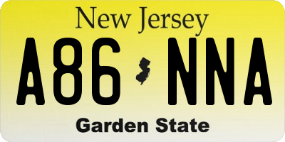 NJ license plate A86NNA