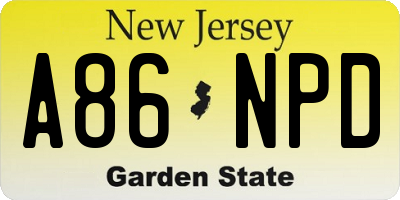 NJ license plate A86NPD