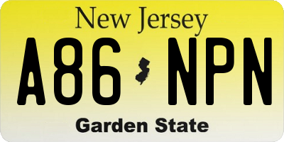 NJ license plate A86NPN