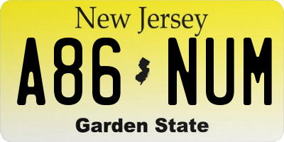 NJ license plate A86NUM