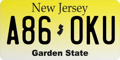 NJ license plate A86OKU