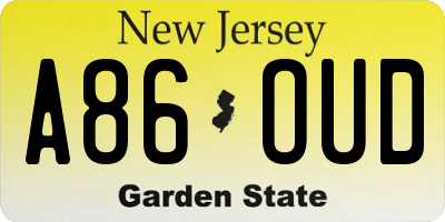 NJ license plate A86OUD