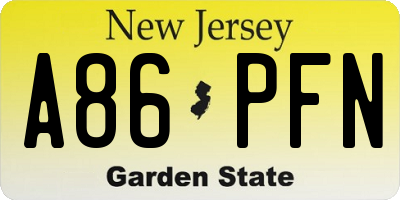 NJ license plate A86PFN