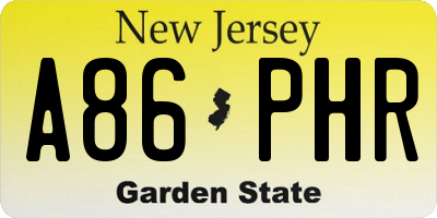NJ license plate A86PHR