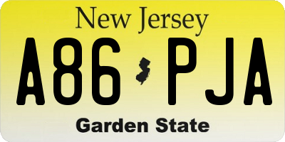 NJ license plate A86PJA
