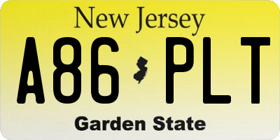 NJ license plate A86PLT