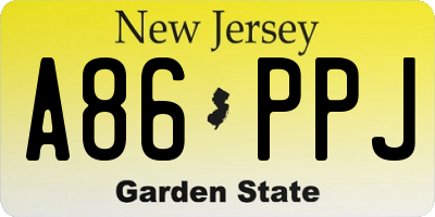 NJ license plate A86PPJ