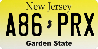 NJ license plate A86PRX