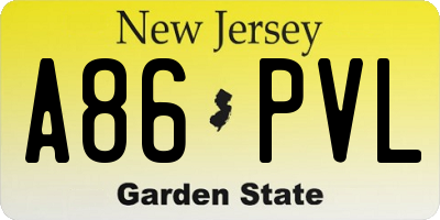 NJ license plate A86PVL