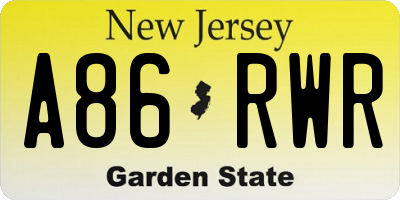 NJ license plate A86RWR