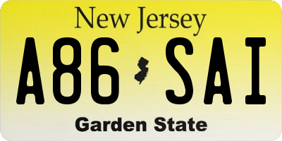 NJ license plate A86SAI