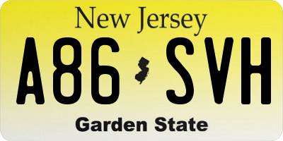 NJ license plate A86SVH