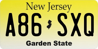 NJ license plate A86SXQ
