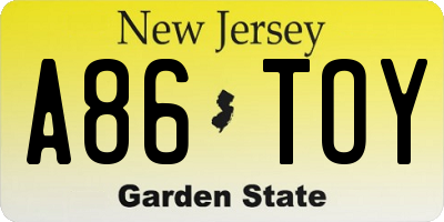 NJ license plate A86TOY