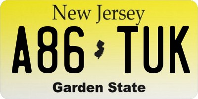 NJ license plate A86TUK