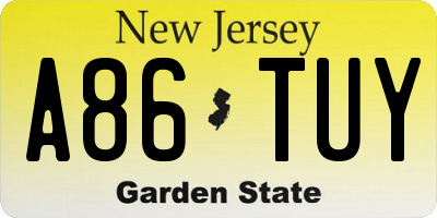 NJ license plate A86TUY